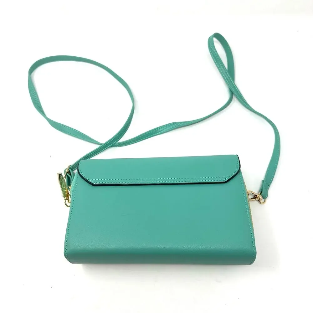 Forever Young Bag Turquoise‎ Magnetic Snap Wallet Phone Strap Small Zip Closure